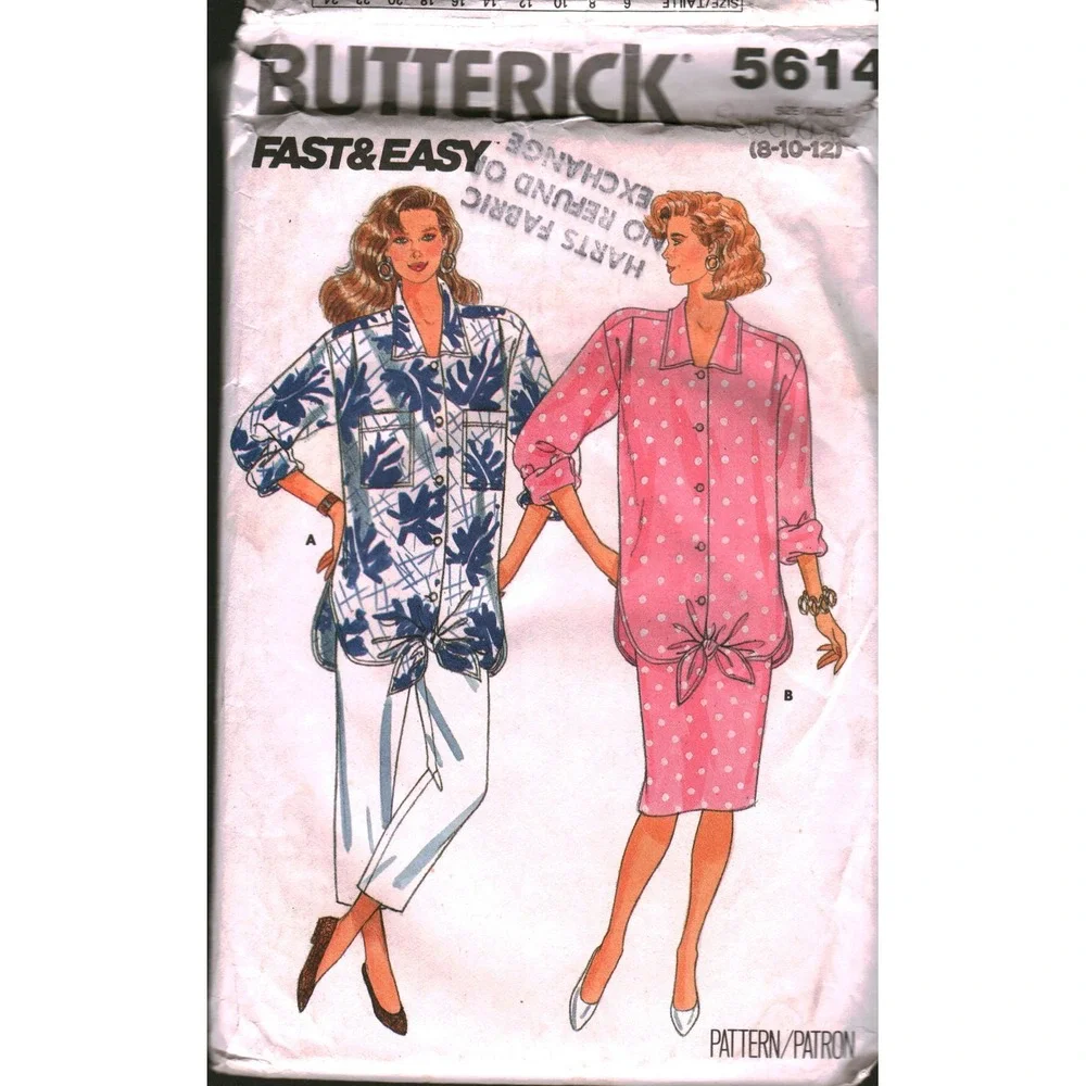 Vintage 1987 Butterick 5614 Maternity Shirt Skirt Pants Sewing Pattern Size 8-12